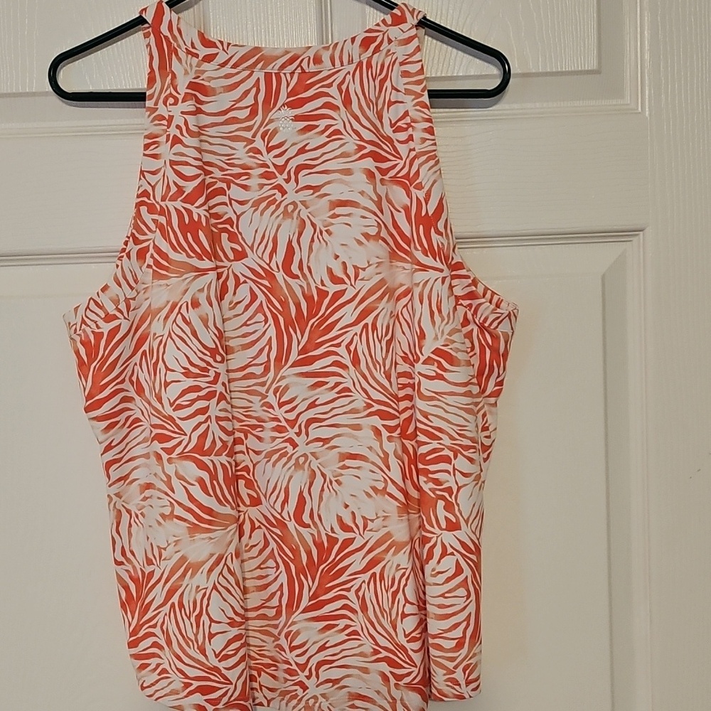 Tommy Bahama Island Zone Coral and White Printed Athletic Tank Top - Picture 10 of 14